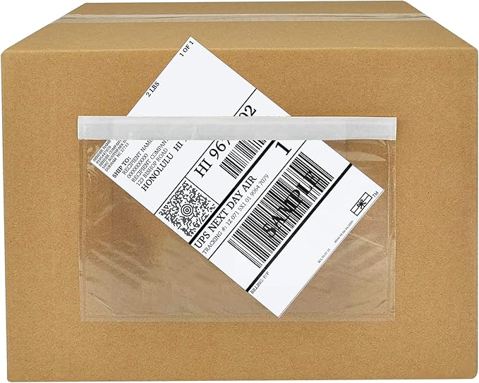 Shipping Label Sleeves 200Pcs, 7.5x5.5 Inches - Packing Slip Envelope Pouches with Self-Adhesive Peel & Seal - Clear Plastic & Waterproof Envelopes Ideal for Invoices & Packaging