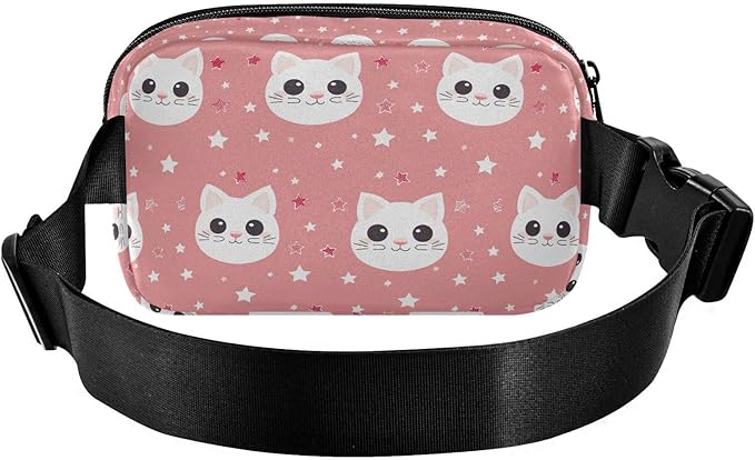 Kawaii White Cat Fanny Pack for Women Men Water Resistant Fashion Waist Packs with Adjustable Strap Belt Bag for Travel Workout Jogging Hiking 21219519