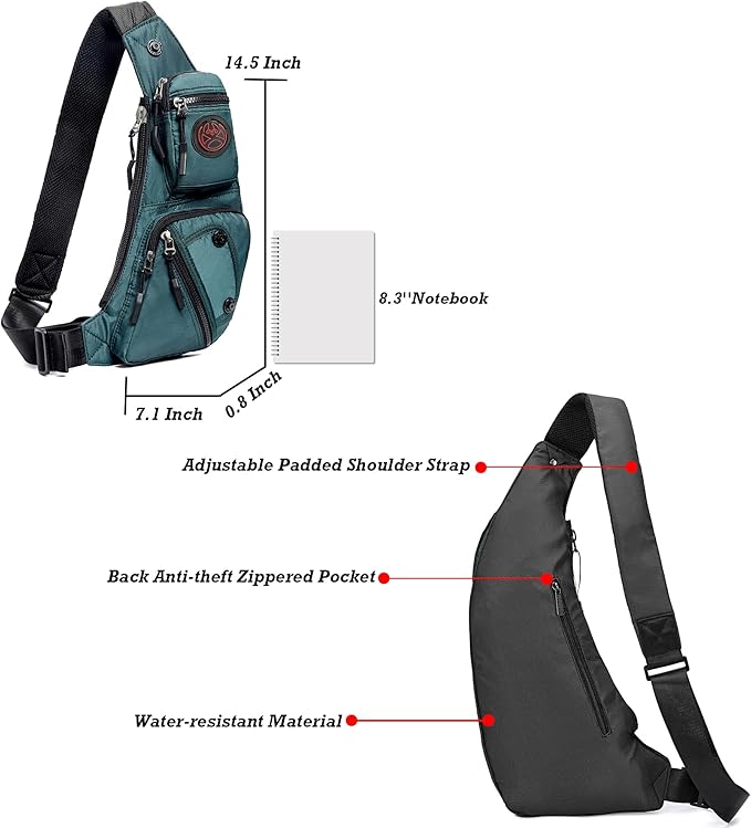 NICGID Sling Bag Chest Shoulder Backpack Crossbody Bags Casual Daypack for Men Women (Dark green-2620N)