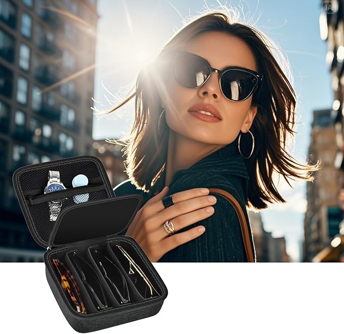 Travel Sunglass Organizer Case for Quay Polarized Sunglasses Men Women, Trendy Glasses Storage Box (Bag Only)