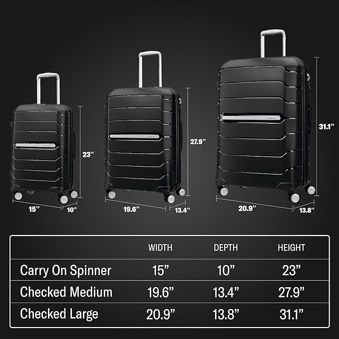 Samsonite Freeform 24-Inch Medium Luggage with Dual 360° Spinner Wheels - Checked Suitcase - TSA Lock, Airline-Approved - Durable Polypropylene Expandable Hardshell for Lightweight Travel - Black