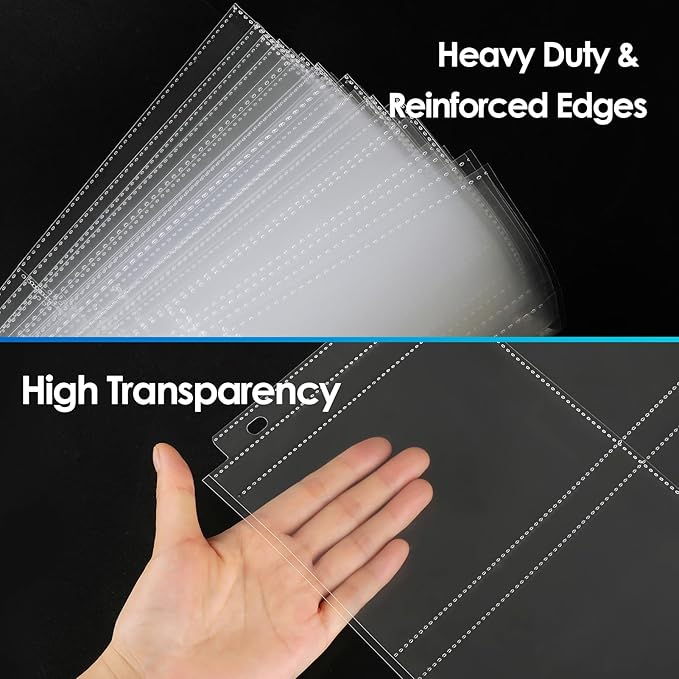 MaxGear 60 Pack 4x6 Photo Sleeves for 3 Ring Binder (360 Pictures), Heavy-Duty Archival Page Protectors, 3-Pocket Clear Photo Album Refill Pages, Plastic Seed Binder Pages 8.5x11, Postcard Sleeves