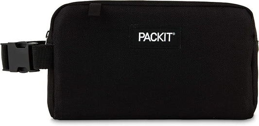 PackIt Freezable Snack Box, Black, Built with EcoFreeze Technology, Collapsible, Reusable, Zip Closure with Buckle Handle, Perfect All Ages and Fresh Snacks on the go