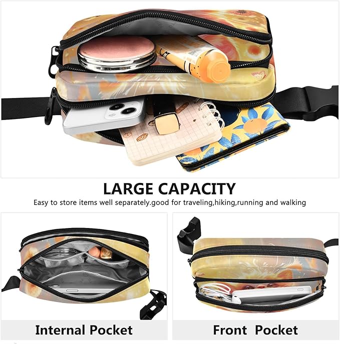 Cat in Flower Field Fanny Pack for Women Men Water Resistant Fashion Waist Packs with Adjustable Strap Belt Bag for Travel Workout Jogging Hiking 21220665