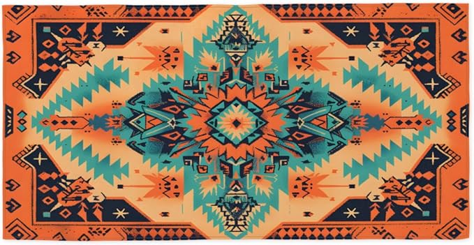 Tribal Vintage Floral Beach Towel, Large Microfiber Quick Dry Lightweight Pool Bath Towels Sand Free Beach Blanket for Summer Cruise Yoga Camping Travel Vacation Essentials 31 x 61 in