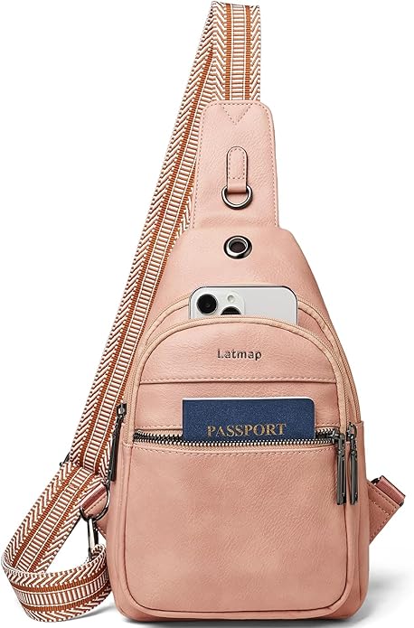 Sling Bag For Women Faux Leather Small Casual Daypack Backpack Fanny Pack Crossbody Chest Bags Purse