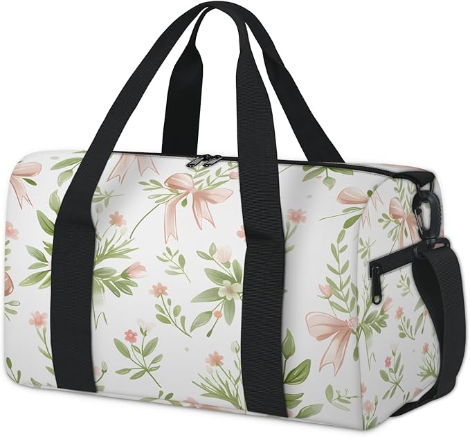 Flower Bow Travel Duffle Bag for Women Men, Overnight Weekender Bag, Carry on Tote for Sport Gym