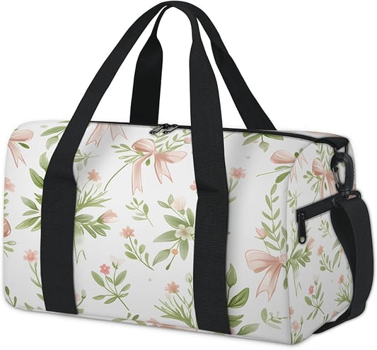 Flower Bow Travel Duffle Bag for Women Men, Overnight Weekender Bag, Carry on Tote for Sport Gym