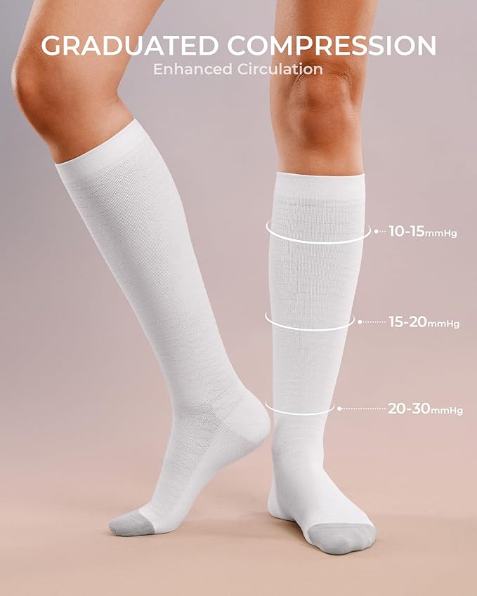 FITRELL 4 Pairs Compression Socks for Women & Men, 15-20mmHg Circulation Support for Athletic Travel Daily Wear
