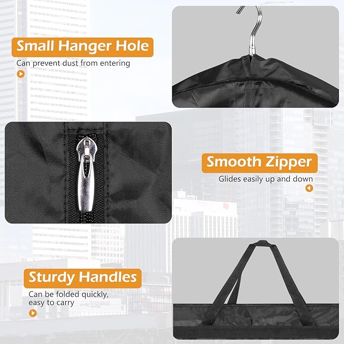 MISSLO 43" Mens Garment Bags for Travel Waterproof Suit Bags for Closet Storage Hanging Clothes Travel Bag for Shirts, Jackets, Coats, Black, 1 Pack