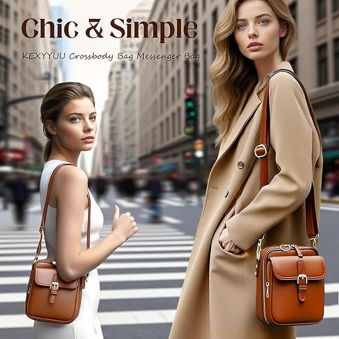 Vintage Messenger Bag Leather Crossbody Bags for Women Men Small Anti Theft Cross Body Shoulder Purse with Card Slots