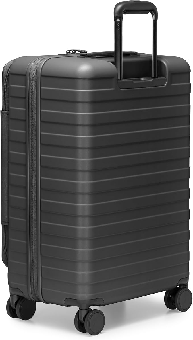 Traveler's Choice Novia Top Opening Expandable Polycarbonate Luggage with Spinner Wheels, Black, 25-Inch Medium