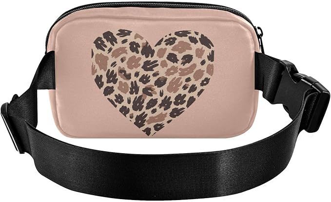 Leopard Heart Fanny Pack for Women Men Water Resistant Fashion Waist Packs with Adjustable Strap Belt Bag for Travel Workout Jogging Hiking 21217814