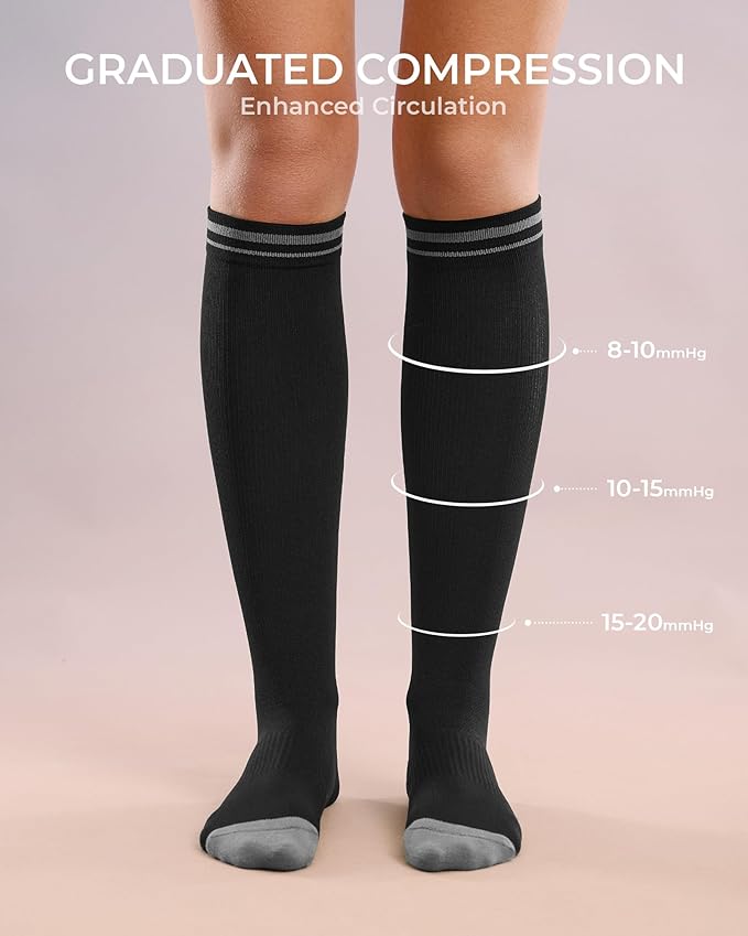 FITRELL 4 Pairs Compression Socks for Women & Men, 15-20mmHg Circulation Support for Athletic Travel Daily Wear