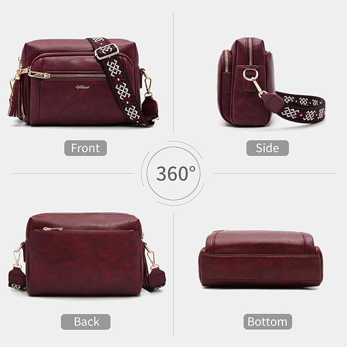 Small Leather Crossbody Bags for Women Anti theft Purses and Handbag Shoulder Hangbag with Wide Strap Tassel