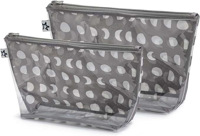 Tiny Twinkle Diaper Bag Organizing Pouches | 2 Pack Mess-Proof Travel Organizer Bags with Structured Bottom & Clear Front | TSA Approved Toiletry Bag Set for Baby and Mom Essentials (Luna)