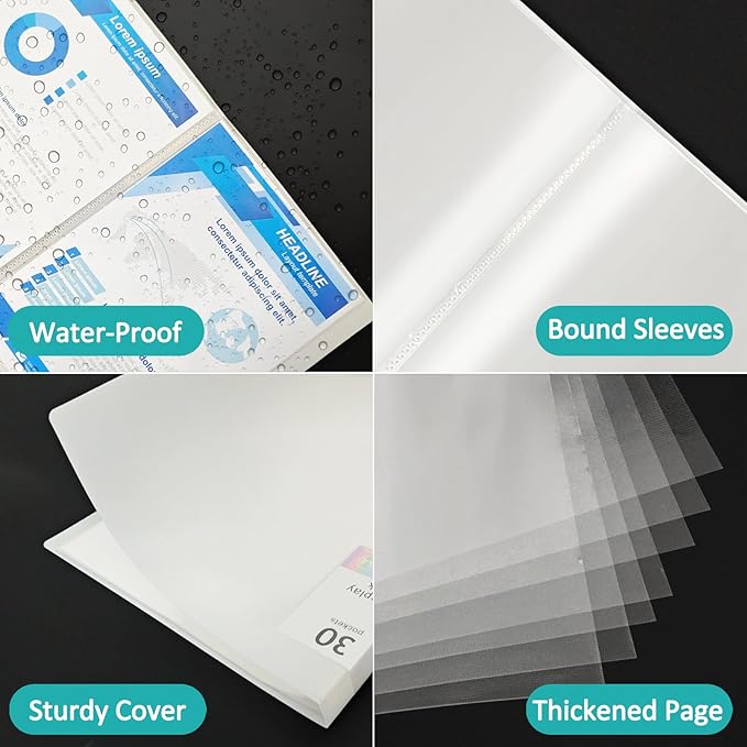 5 Pack Binder with Plastic Sleeves Art Portfolio Folder with Clear Sheet Protectors, Display 60 Pages Book, Presentation Book for Artwork, Document Certificate Organizer
