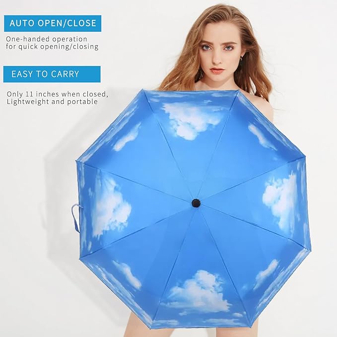 MRTLLOA 42/49 Inch Compact Travel Essentials Umbrella for Rain, Lightweight, Portable, Automatic, Strong, Waterproof Folding Umbrellas for Women, Men and Teenagers
