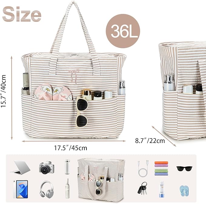 Bluboon Beach Bags for Women, Large Waterproof Tote Bag With Wet Compartment for Pool Weekender Travel Gym