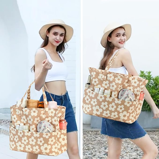 Bluboon Beach Bags for Women, Large Waterproof Tote Bag With Wet Compartment for Pool Weekender Travel Gym