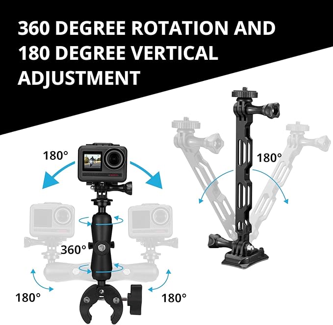 AKASO Action Camera Motorcycle Kit Compatible EK7000/EK7000 Pro/Brave 4/Brave 4 pro/Brave 7 LE/Brave 7/Brave 8/V50X/V50 Pro/V50 Elite/GoPro Hero 12 11 10 9 8/DJI/Apexcam Action Camera