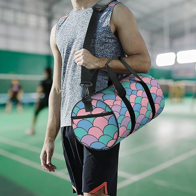 Beach Swim Bags Mermaid Scale (9) Men Women Duffle Bag Foldable Gym Bag Lightweight Travel Sports Bags for Men and Women