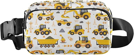 Kawaii Vehicles Tractors Excavator Fanny Pack for Women Men Water Resistant Fashion Waist Packs with Adjustable Strap Belt Bag for Travel Workout Jogging Hiking 21219412