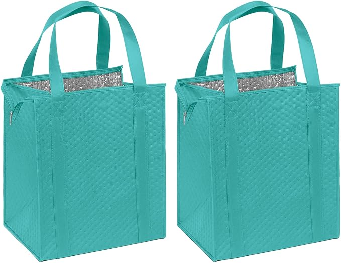 Mediz Hannah Direct Large Capacity Heavy Duty Insulated Smart Shopping Bag - Strong Reusable Grocery Tote 2 Pack