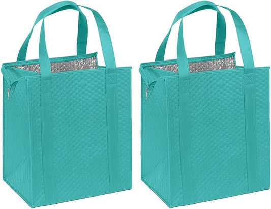 Mediz Hannah Direct Large Capacity Heavy Duty Insulated Smart Shopping Bag - Strong Reusable Grocery Tote 2 Pack