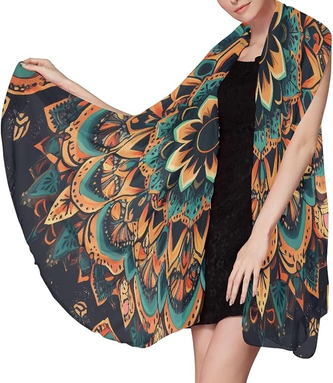 Mandala Flower Print Green Woven Thin Lightweight Beach Towel Sand Free Quick Dry Absorbent Towels for Swimming Pool Beach Accessories Easy Pack Travel Things for Vacation Adult Gift L