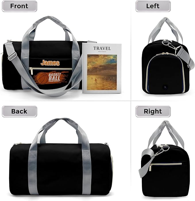 Personalized Tactical Gym Bag For Men，Custom Travel Duffel Bag with Name，Sports Workout Travel Bag with Shoes Compartment-Basketball 4