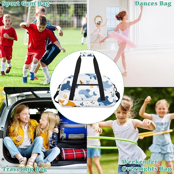 Ocean Dolphins Gym Travel Duffle Bag for Women & Men with Front Zipper Pocket for Sports, Overnight, Weekender, Carry On,Workout & Dance Bag,Dolphins Animals,18.9 * 8.7 * 10.6 in