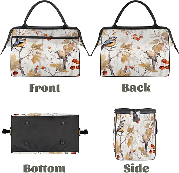 Spring Bird Branch Leaves Travel Duffel Bag, Waterproof Sports Gym Duffle Bag, Large Capacity Weekender Carry On Overnight Bags for Women Men