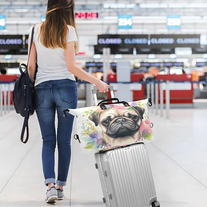 Pug Dog Travel Duffle Bag Gym Yoga Carry on Bags for Men Women Weekender Bag