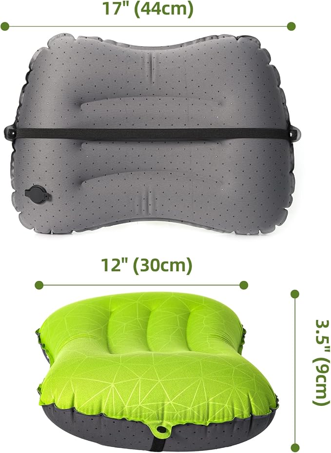 Camping Pillow - Inflatable Pillow - Travel Pillows for Backpacking & Airplane, Lumbar Support 2.0 Blow Up Pillows, Ultralight Compressible, Comfortable, Ergonomic Pillow
