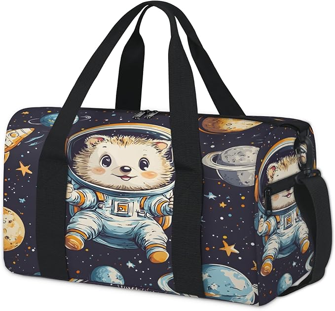 Space Theme Animal Travel Duffle Bag for Women Men, Overnight Weekender Bag, Carry on Tote for Sport Gym