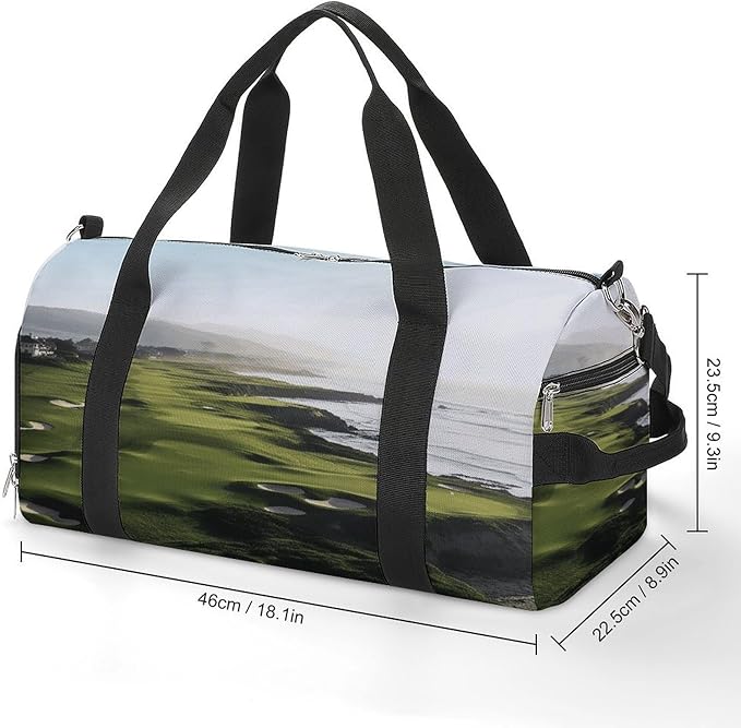 Seaside Golf Course Gym Bag Lightweight ，Travel Duffle Bag with Shoe Compartment，Gym Bag for Women for Overnight, Weekend, Yoga, Gym, Business Trips, Sport And Hospital.