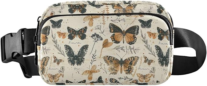 Vintage Butterflies Fanny Pack for Women Men Water Resistant Fashion Waist Packs with Adjustable Strap Belt Bag for Travel Workout Jogging Hiking 21219210
