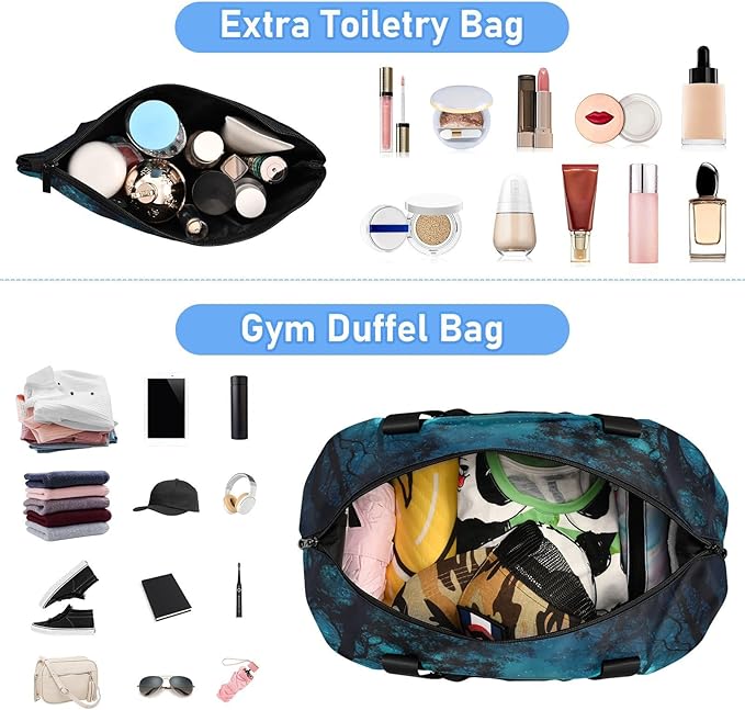 Travel Duffel Bags for Women Cute Forest Deer Silhouette Print Sports Duffel Bags Gym Bags with Shoes Compartment Tote Bag Weekender Bag for Travelling