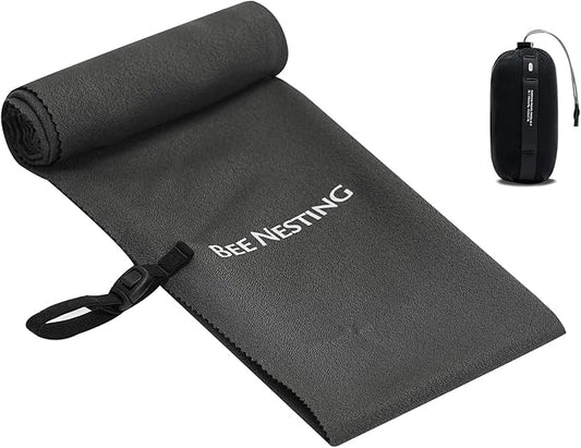 Bee Nesting Ultralight Quick Dry Towels for Backpacking, Microfiber Towel Tavel Accessories for Hiking, Beach, Gym, Swimming, Pocket Sweat Towels(XL Black