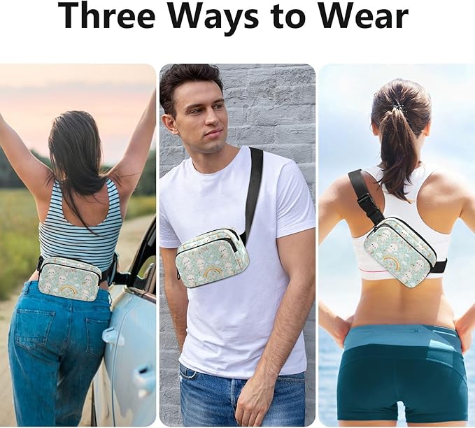 Cute Bunnies Rabbit Fanny Pack for Women Men Water Resistant Fashion Waist Packs with Adjustable Strap Belt Bag for Travel Workout Jogging Hiking 21220155