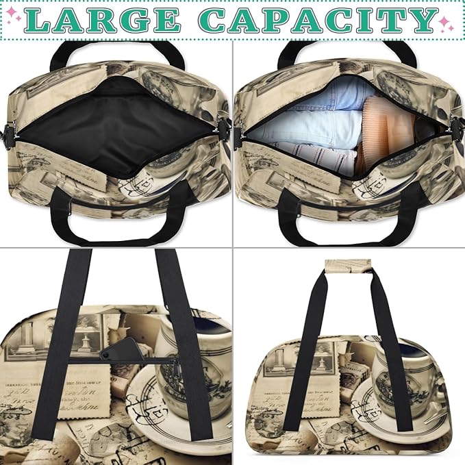 Vintage Coffee Kids-Duffel-Bags Gymnastics Dance Bag Carry-On Overnight Travel Gym Lightweight Dance Sports Bags For Girls Boys Kids，