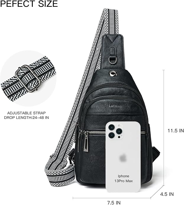Sling Bag For Women Faux Leather Small Casual Daypack Backpack Fanny Pack Crossbody Chest Bags Purse