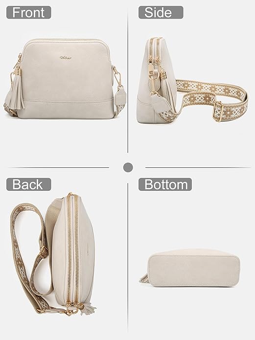 Women's Leather Crossbody Bags Anti Theft Purses RFID Blocking Handbags Trendy Travel Adjustable Strap Tassel