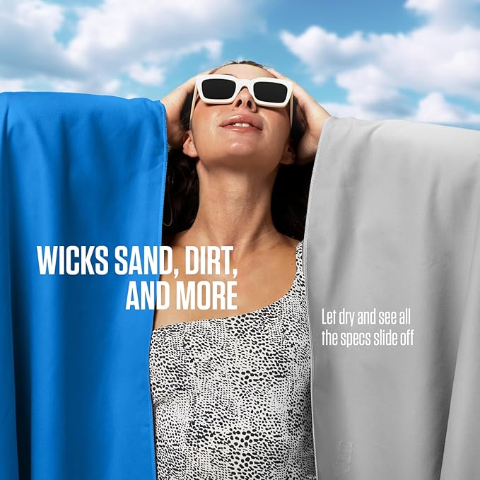 VENTURE 4TH Quick Dry Towel. Microfiber Travel Towel Ideal for Camping, Hiking, Backpacking, Gym. Lightweight & Fast Drying Travel Towels for Body. Compact & Easy to Pack - Blue Large