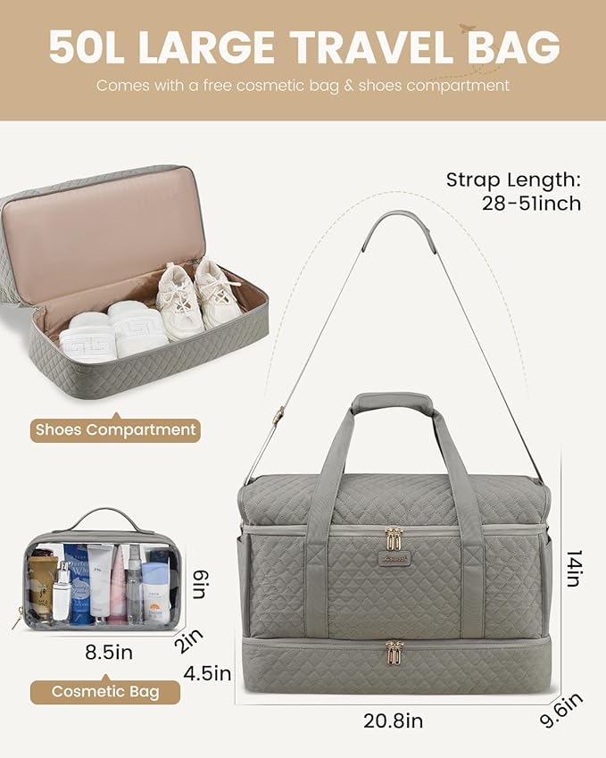 LOVEVOOK Large Travel Duffle Bag, Weekender Bags for Women With Shoe Compartment, Overnight Hospital Bag For Women Labor Delivery, Carry on Bag Personal Item Travel Bag, Yoga Gym Duffel Bag
