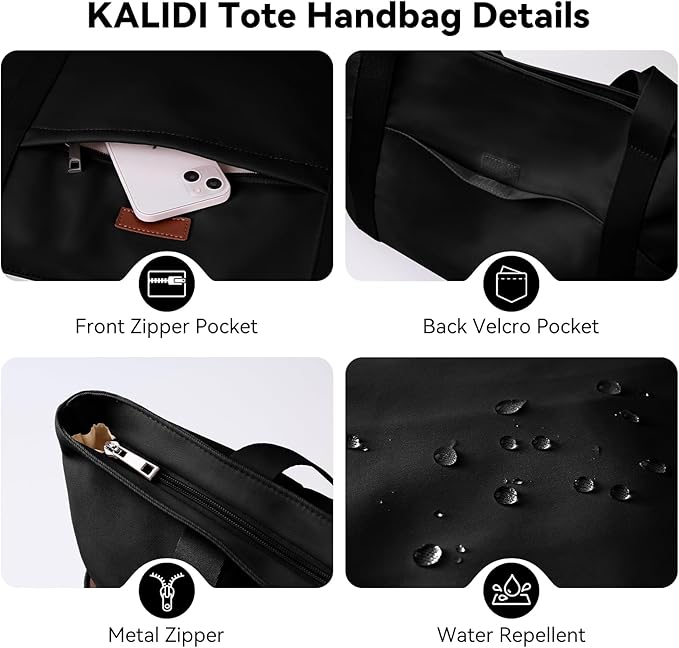 Handbags for Women Large Capacity Tote Bag with Zipper and Multi-Pockets Lightweight Waterproof Nylon Shoulder Bag