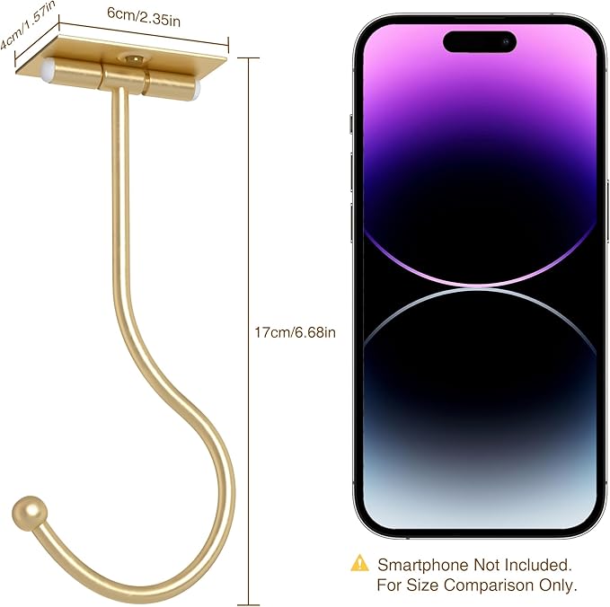 Gold Banana Hanger Hook Under Cabinet: Adhesive Banana Holder, Foldable with Magnets When Not in Use, Under Counter Banana Hook, Stainless, Hold 13 LB