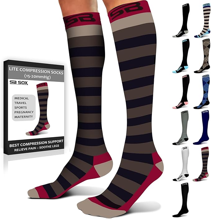 SB SOX Lite Compression Socks for Men & Women (15-20mmHg) – Best Compression Socks for Travel, Sports, and Daily Wear - XXL Sizes too!