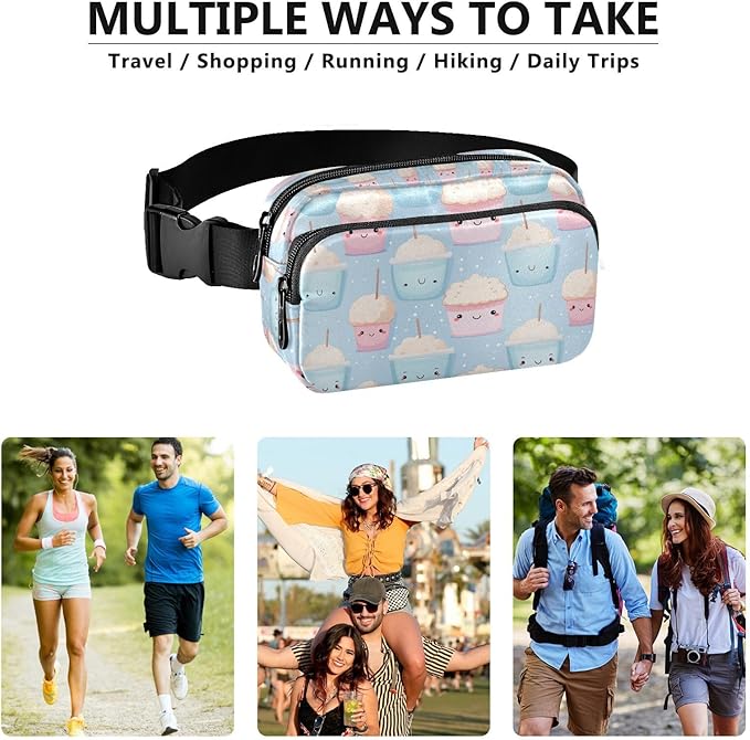 Cute Bubble Tea Fanny Pack for Women Men Water Resistant Fashion Waist Packs with Adjustable Strap Belt Bag for Travel Workout Jogging Hiking 21219749